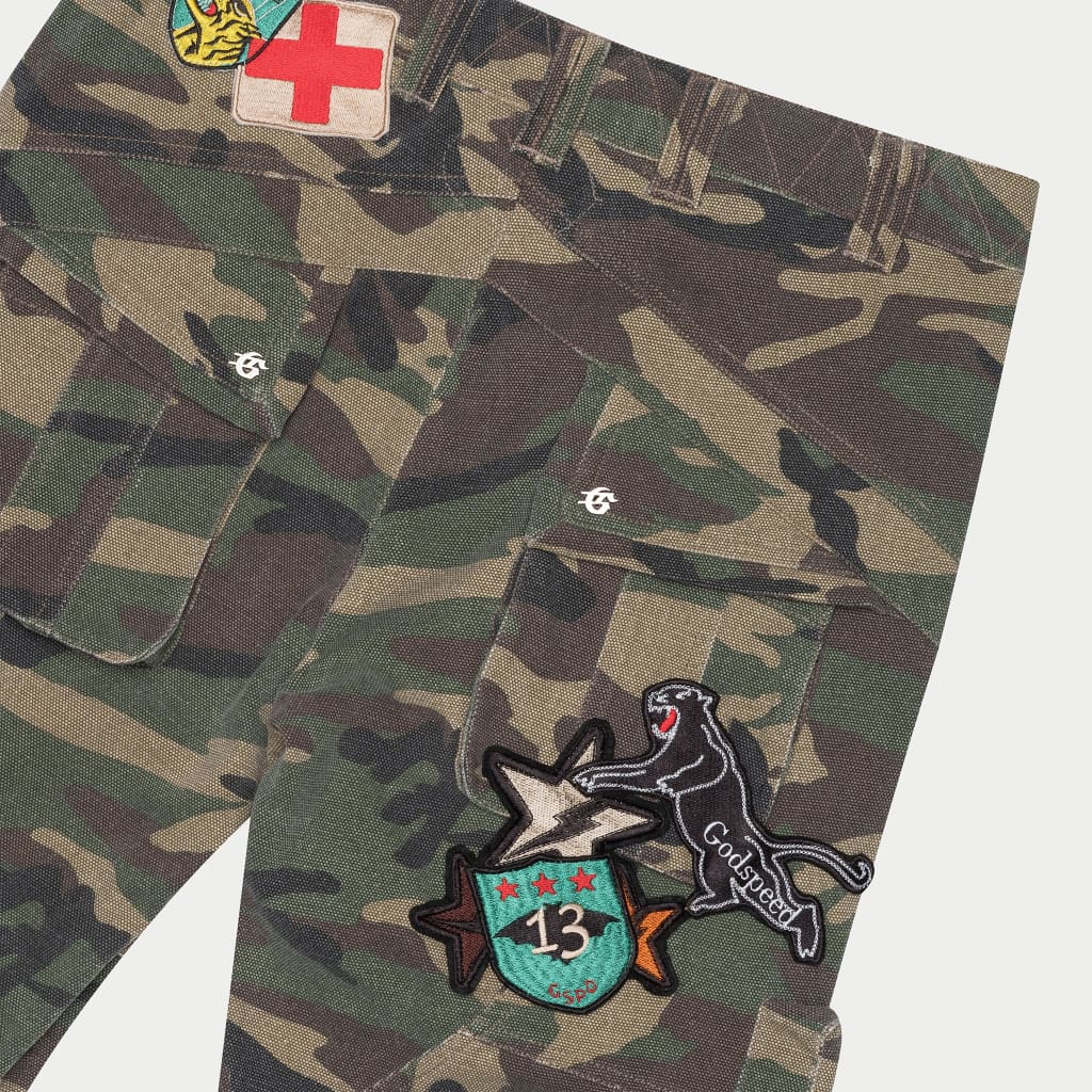 Patchwork Flared Cargo Pants - Image 4