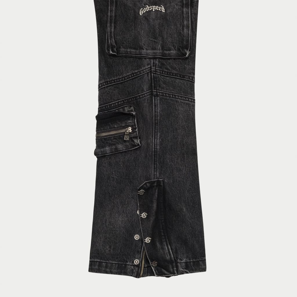 Rockstar Flare Cargo Denim (Black Wash) - Image 3