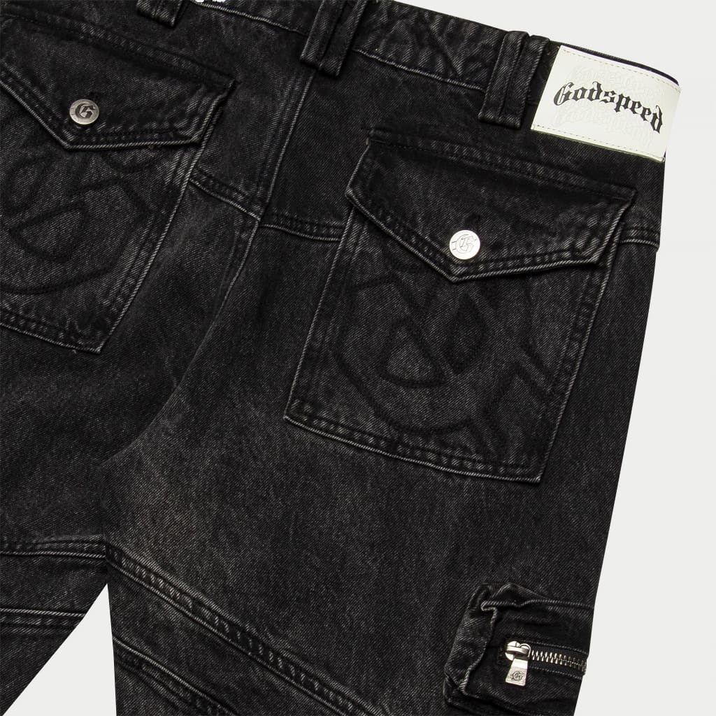 Rockstar Flare Cargo Denim (Black Wash) - Image 4