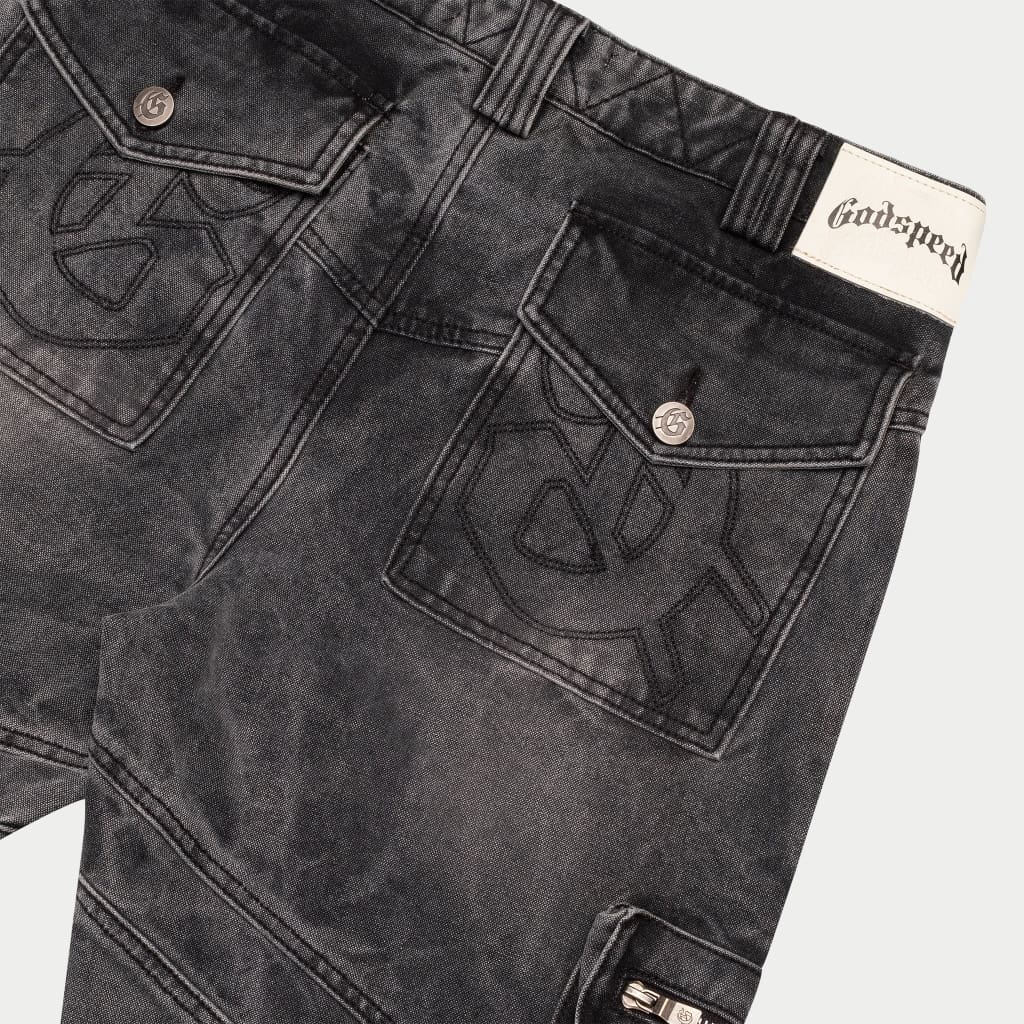 Rockstar Flare Cargo Denim (Grey Wash) - Image 3