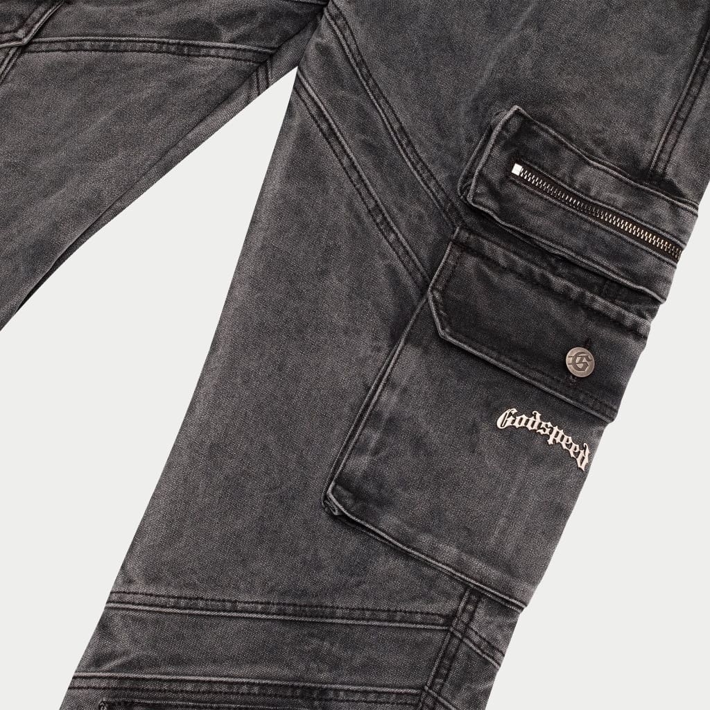 Rockstar Flare Cargo Denim (Grey Wash) - Image 4