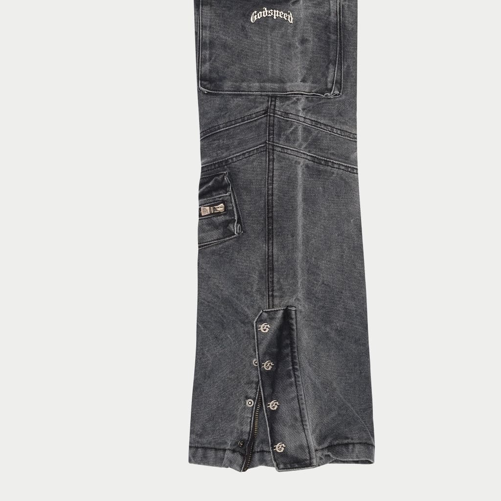 Rockstar Flare Cargo Denim (Grey Wash) - Image 5